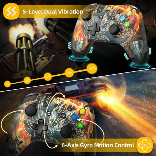 EasySMX Bayard 9124 Switch/Android/PC Programmerbar trådløs Gamepad Dragon