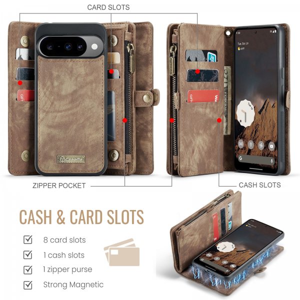 CaseMe Google Pixel 10/Pixel 10 Pro Cover 008 Series Aftageligt Cover Brun