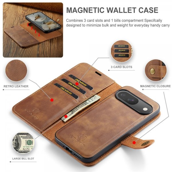 Dg.Ming Google Pixel 10/Pixel 10 Pro Cover med Aftageligt Cover Brun