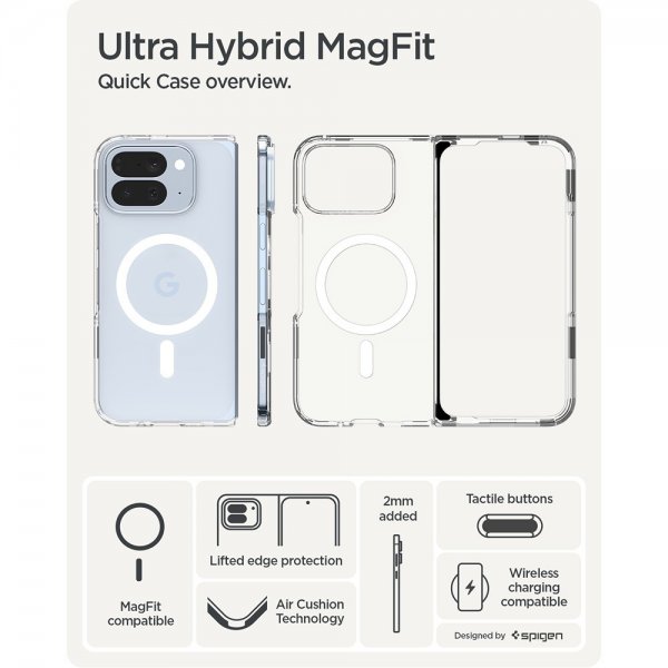 Spigen Google Pixel 10 Pro Fold Cover Ultra Hybrid MagFit Clear White