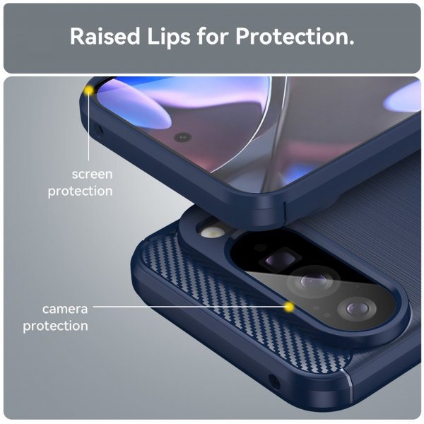 Google Pixel 10 Pro XL Cover Børstet Kulfibertekstur Blå