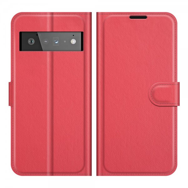 Google Pixel 6 Pro Cover Litchi Rød