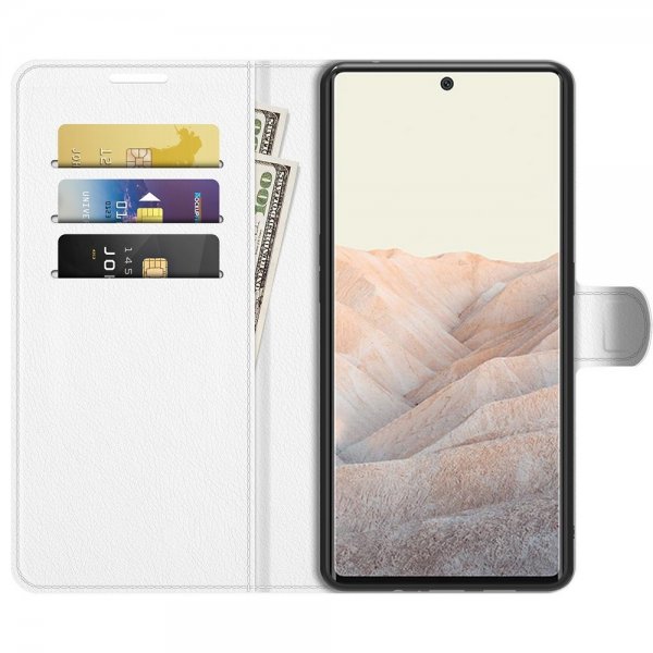 Google Pixel 6 Pro Cover Litchi Hvid