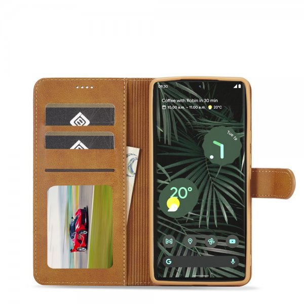 Lc.Imeeke Google Pixel 6 Pro Etui med Kortlomme Lysebrun