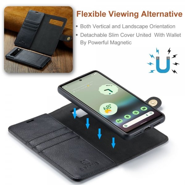 Dg.Ming Google Pixel 6a Etui med Aftageligt Cover Sort