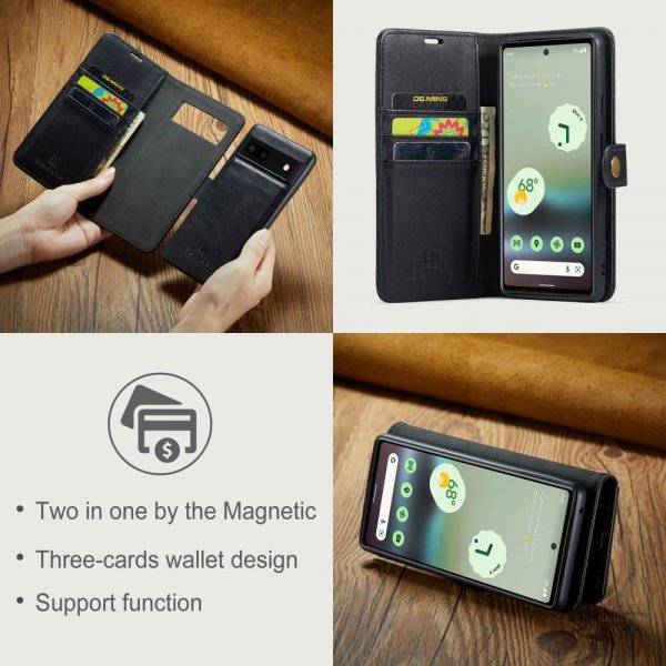Dg.Ming Google Pixel 6a Etui med Aftageligt Cover Sort