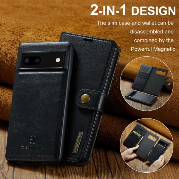 Dg.Ming Google Pixel 6a Etui med Aftageligt Cover Sort