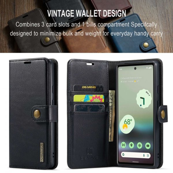Dg.Ming Google Pixel 6a Etui med Aftageligt Cover Sort