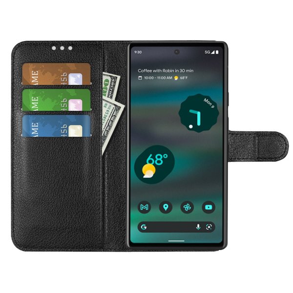 Google Pixel 6a Etui med Stativ Sort