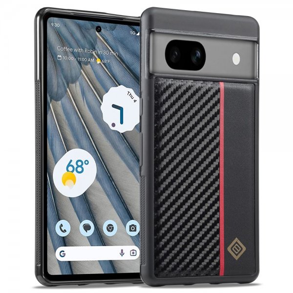 Lc.Imeeke Google Pixel 7 Cover Kulfibertekstur Rød Stribe Sort