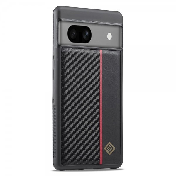 Lc.Imeeke Google Pixel 7 Cover Kulfibertekstur Rød Stribe Sort