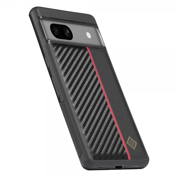 Lc.Imeeke Google Pixel 7 Cover Kulfibertekstur Rød Stribe Sort