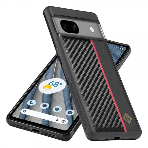 Lc.Imeeke Google Pixel 7 Cover Kulfibertekstur Rød Stribe Sort