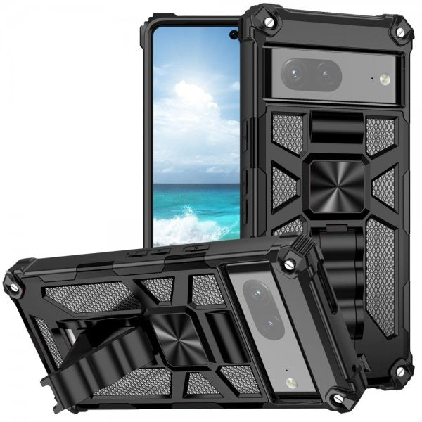 Google Pixel 7 Cover med Metalplade Standerfunktion Sølv