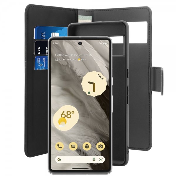 Puro Google Pixel 7a Cover Wallet Detachable 2 i 1 Sort