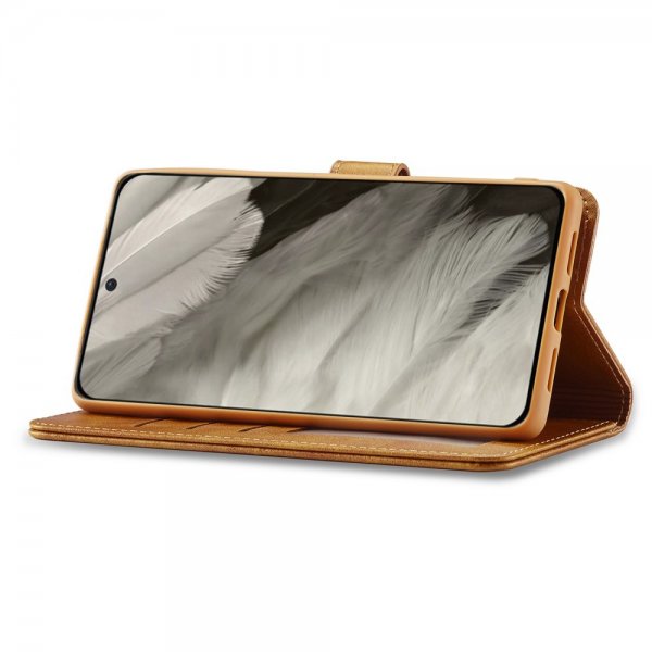 Lc.Imeeke Google Pixel 8 Cover med Kortrum Stativfunktion Lysebrun