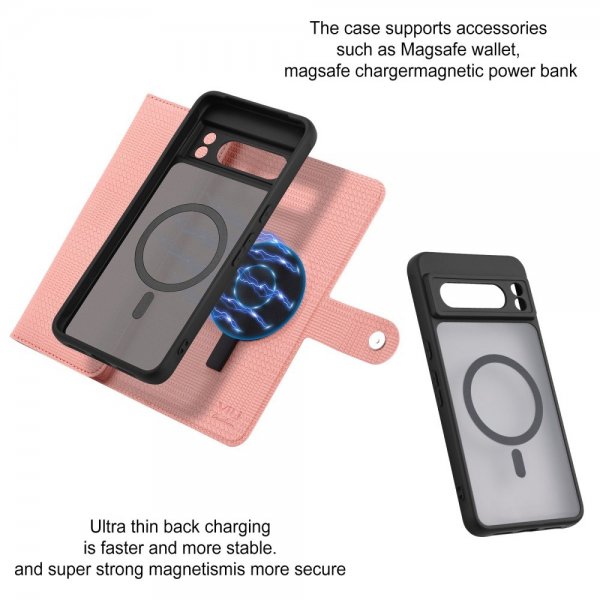 VILI Google Pixel 8 Etui med Aftagelig Skal GHB Series MagSafe Rosa
