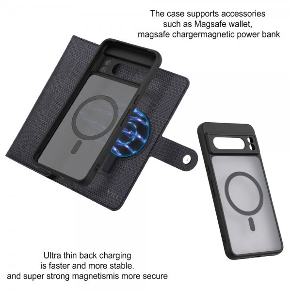 VILI Google Pixel 8 Etui med Aftageligt Cover GHB Series MagSafe Sort