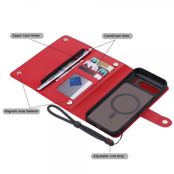VILI Google Pixel 8 Pro Etui med aftageligt Cover GHB Series MagSafe Rød