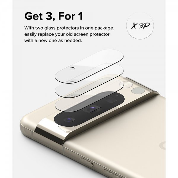 Ringke Google Pixel 8 Pro Kamerabeskyttelsesglas 3-pak