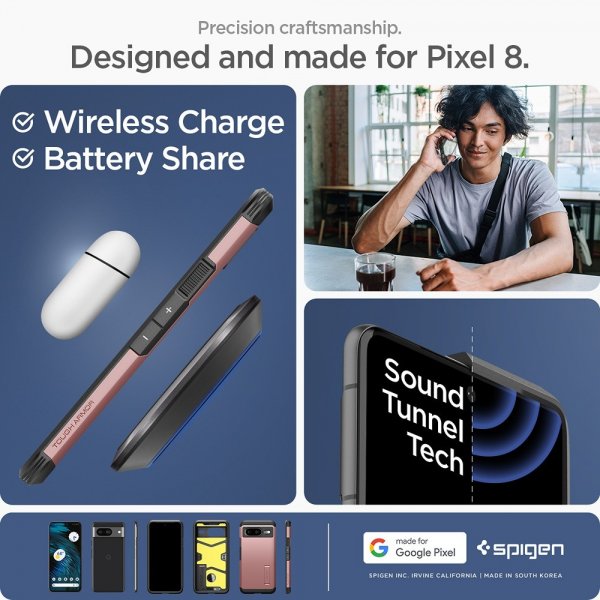 Spigen Google Pixel 8 Cover Tough Armor Rose Gold