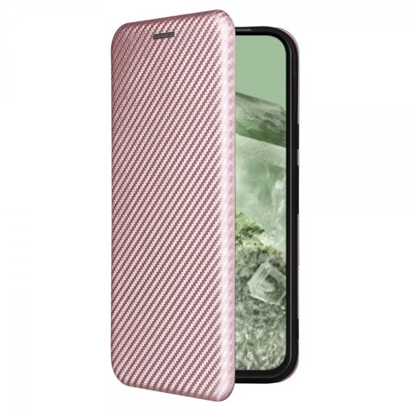 Google Pixel 8a Cover Kulfibertekstur Rosaguld