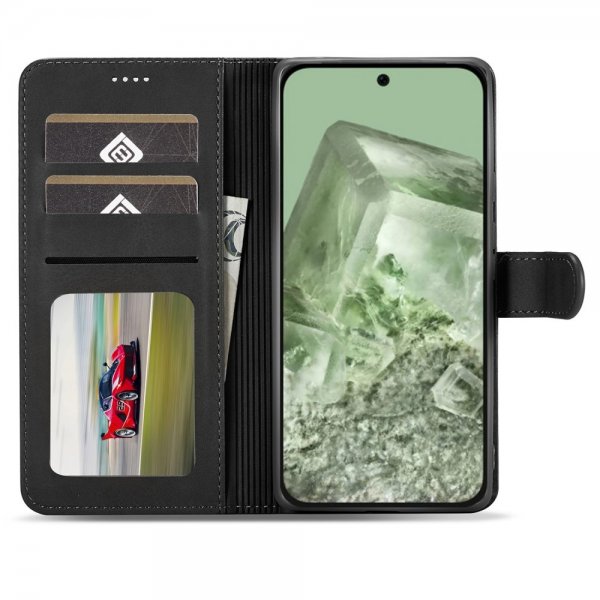 Lc.Imeeke Google Pixel 8a Cover med Kortplads Kickstand Funktion Sort