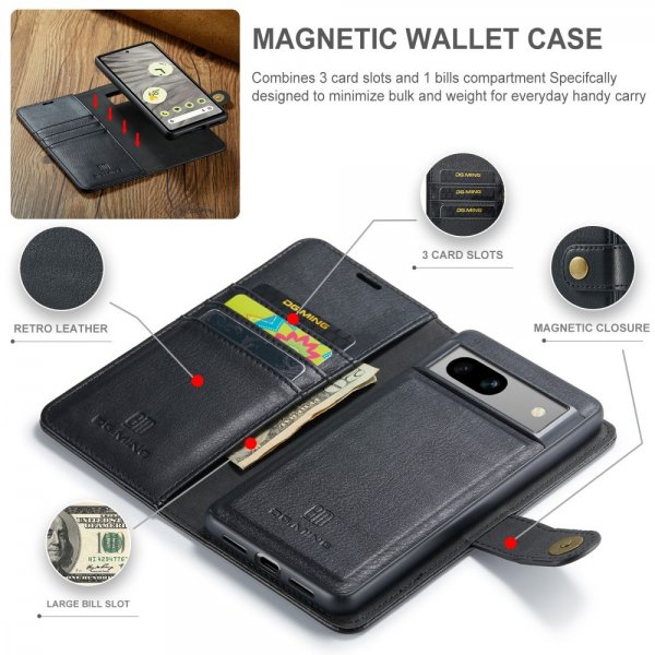 Dg.Ming Google Pixel 8a Cover med Aftageligt Cover Sort