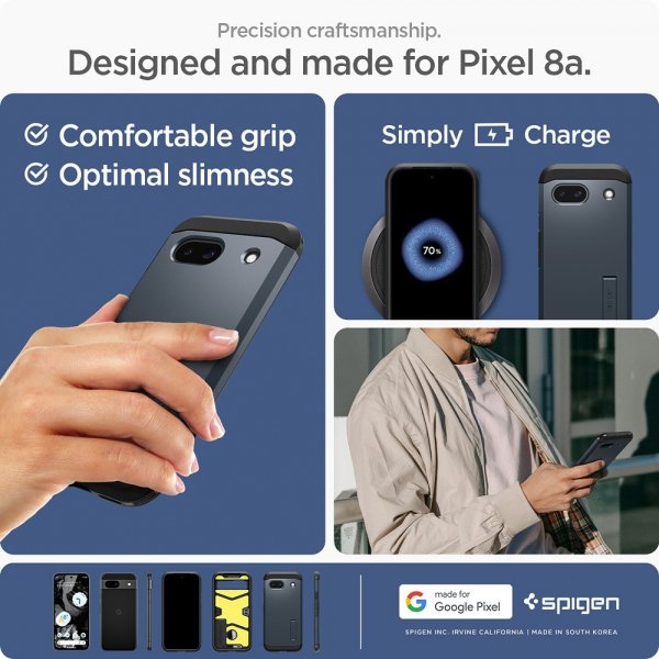 Spigen Google Pixel 8a Cover Tough Armor Metal Slate