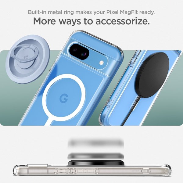 Spigen Google Pixel 8a Cover Ultra Hybrid Metal Ring MagFit Hvid