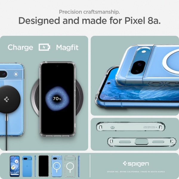 Spigen Google Pixel 8a Cover Ultra Hybrid Metal Ring MagFit Hvid