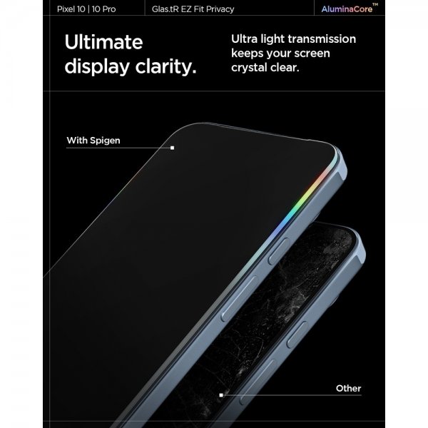 Spigen Google Pixel 9/9 Pro/Pixel 10/10 Pro Skærmbeskyttelse GLAS.tR EZ Fit Privacy 2-pak