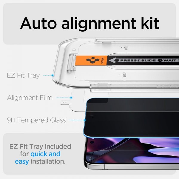Spigen Google Pixel 9/9 Pro/Pixel 10/10 Pro Skærmbeskyttelse GLAS.tR EZ Fit Privacy 2-pak