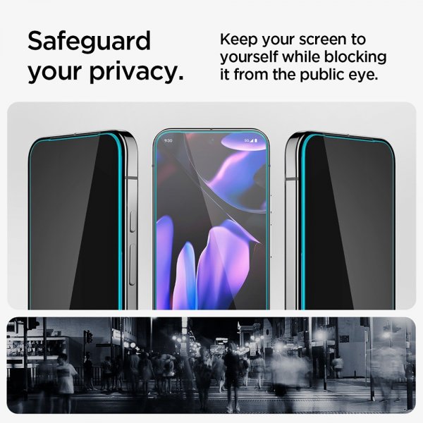 Spigen Google Pixel 9/9 Pro/Pixel 10/10 Pro Skærmbeskyttelse GLAS.tR EZ Fit Privacy 2-pak