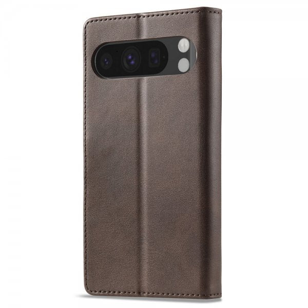 Lc.Imeeke Google Pixel 9/Pixel 9 Pro Etui med Kortlomme Stativfunktion Mørkebrun