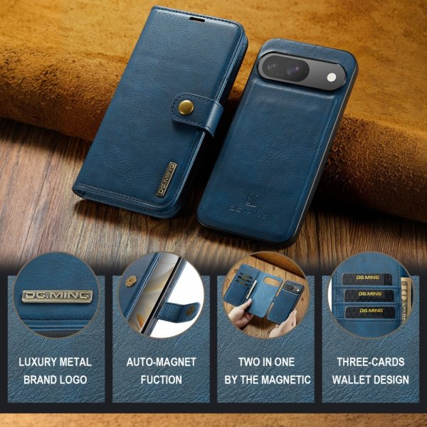 Dg.Ming Google Pixel 9/Pixel 9 Pro Etui med Aftageligt Cover Blå