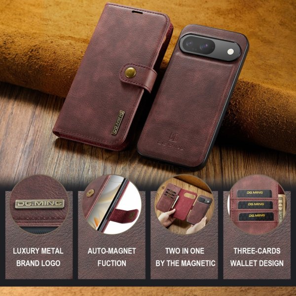 Dg.Ming Google Pixel 9/Pixel 9 Pro Etui med aftageligt Cover Rød