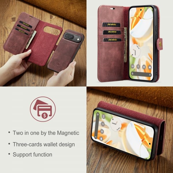 Dg.Ming Google Pixel 9/Pixel 9 Pro Etui med aftageligt Cover Rød