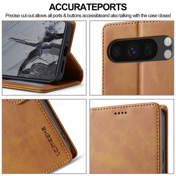 Lc.Imeeke Google Pixel 9/Pixel 9 Pro/Pixel 10/Pixel 10 Pro Cover med Kortlomme Lysebrun
