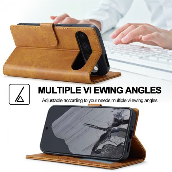 Lc.Imeeke Google Pixel 9/Pixel 9 Pro/Pixel 10/Pixel 10 Pro Cover med Kortlomme Lysebrun