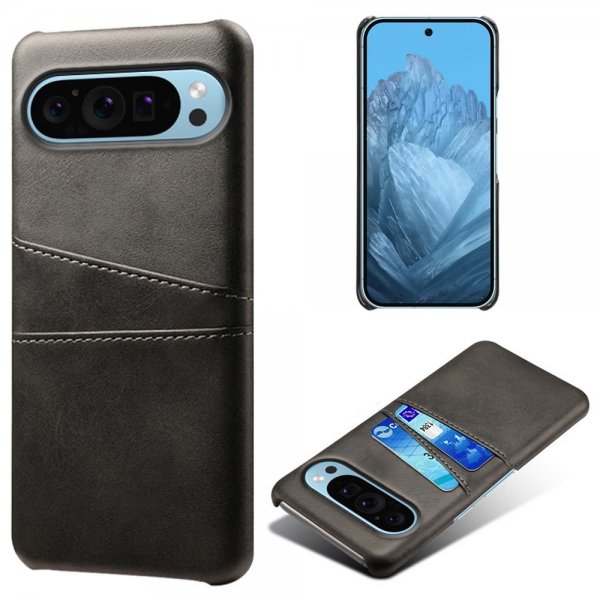 Google Pixel 9/Pixel 9 Pro Cover med to Kortlommer Sort