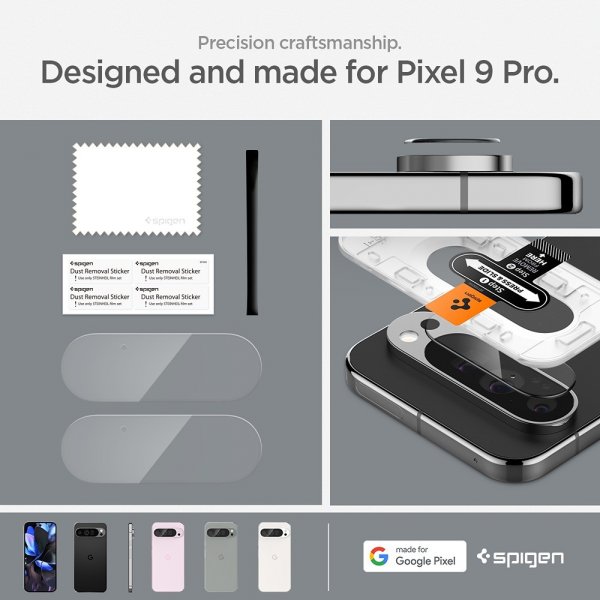 Spigen Google Pixel 9 Pro Kamerabeskytter Glas.tR EZ Fit Optik 2-pak