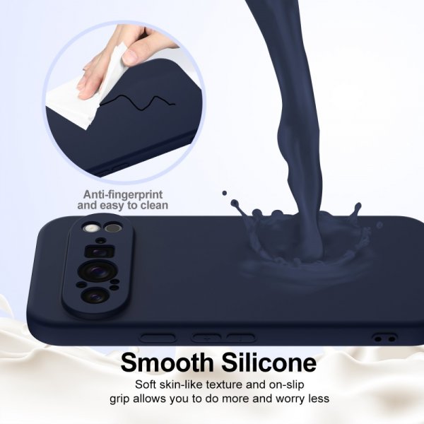 Google Pixel 9 Pro Cover med Strop Silikone MagSafe Mørkeblå