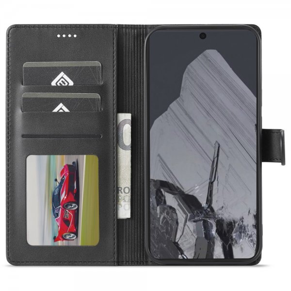 Lc.Imeeke Google Pixel 9 Pro XL Etui med Kortlomme Standfunktion Sort