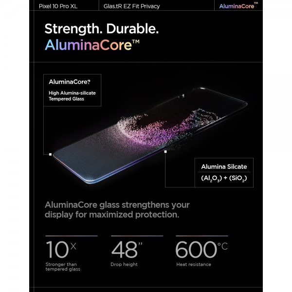 Spigen Google Pixel 9 Pro XL/Pixel 10 Pro XL Skærmbeskyttelse GLAS.tR EZ Fit Privacy 2-pak