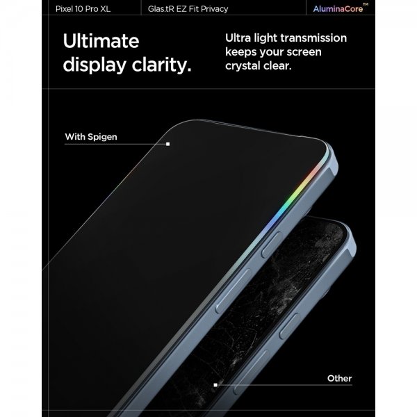 Spigen Google Pixel 9 Pro XL/Pixel 10 Pro XL Skærmbeskyttelse GLAS.tR EZ Fit Privacy 2-pak
