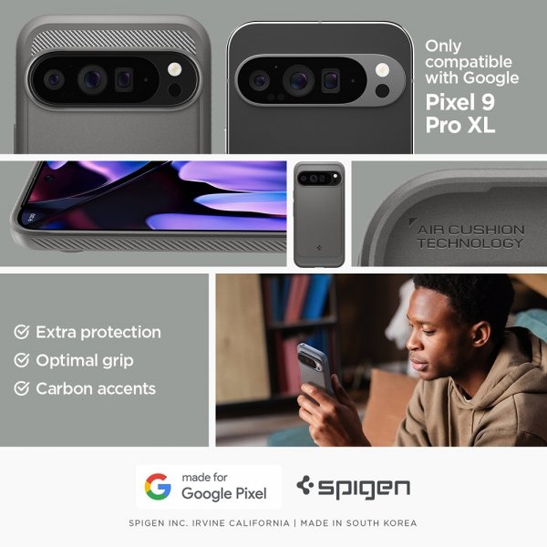 Spigen Google Pixel 9 Pro XL Cover Rugged Armor Marble Gray