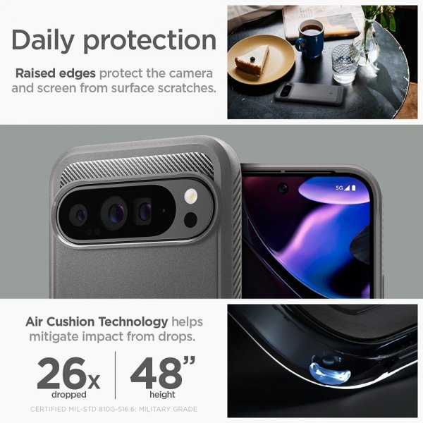 Spigen Google Pixel 9 Pro XL Cover Rugged Armor Marble Gray