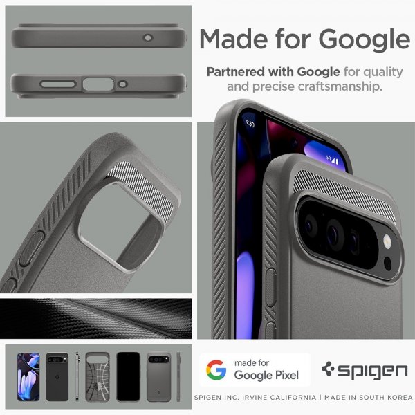 Spigen Google Pixel 9 Pro XL Cover Rugged Armor Marble Gray