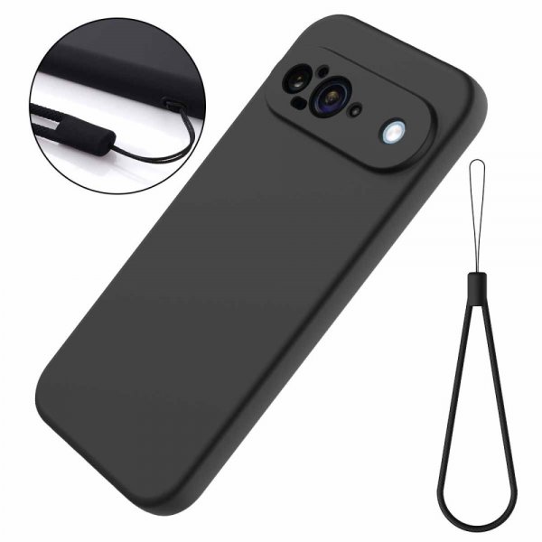 Google Pixel 9 Cover med Rem Silikone Sort